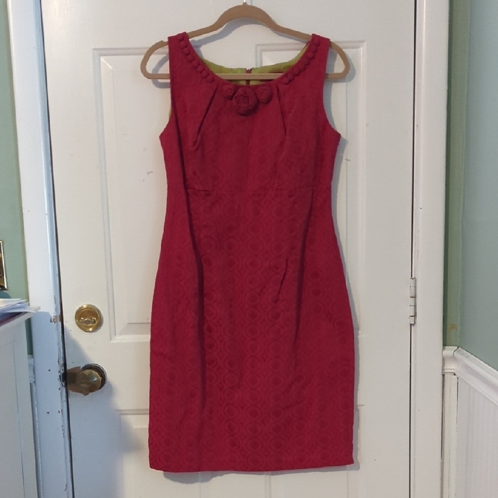NWT Signature By Sangria Pink Lined In Lime Green Size 10 Summer Sleeveless